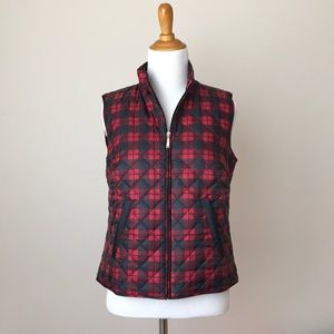 New Karen Scott Red and Black Plaid Vest